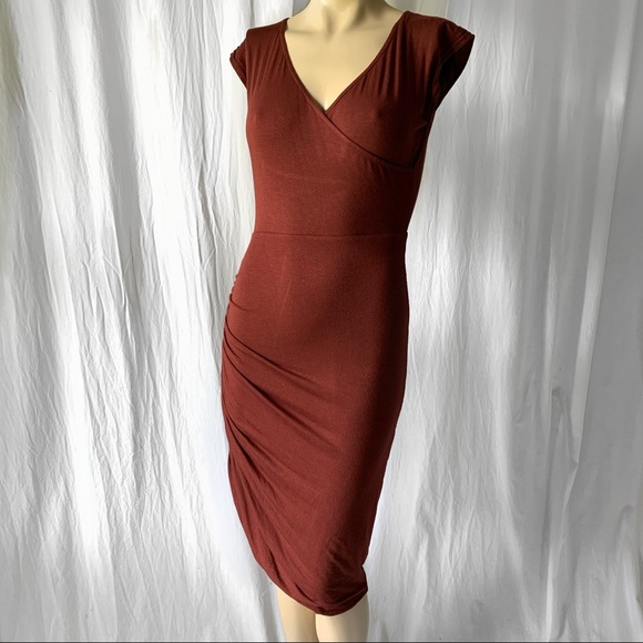 rust color bodycon dress